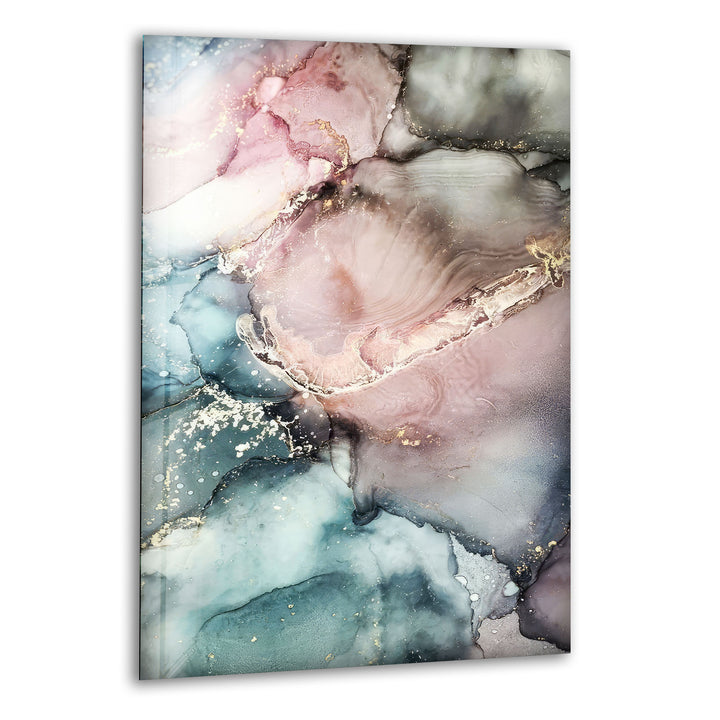 Pink and Gray Alcohol ink Glass Wall Art