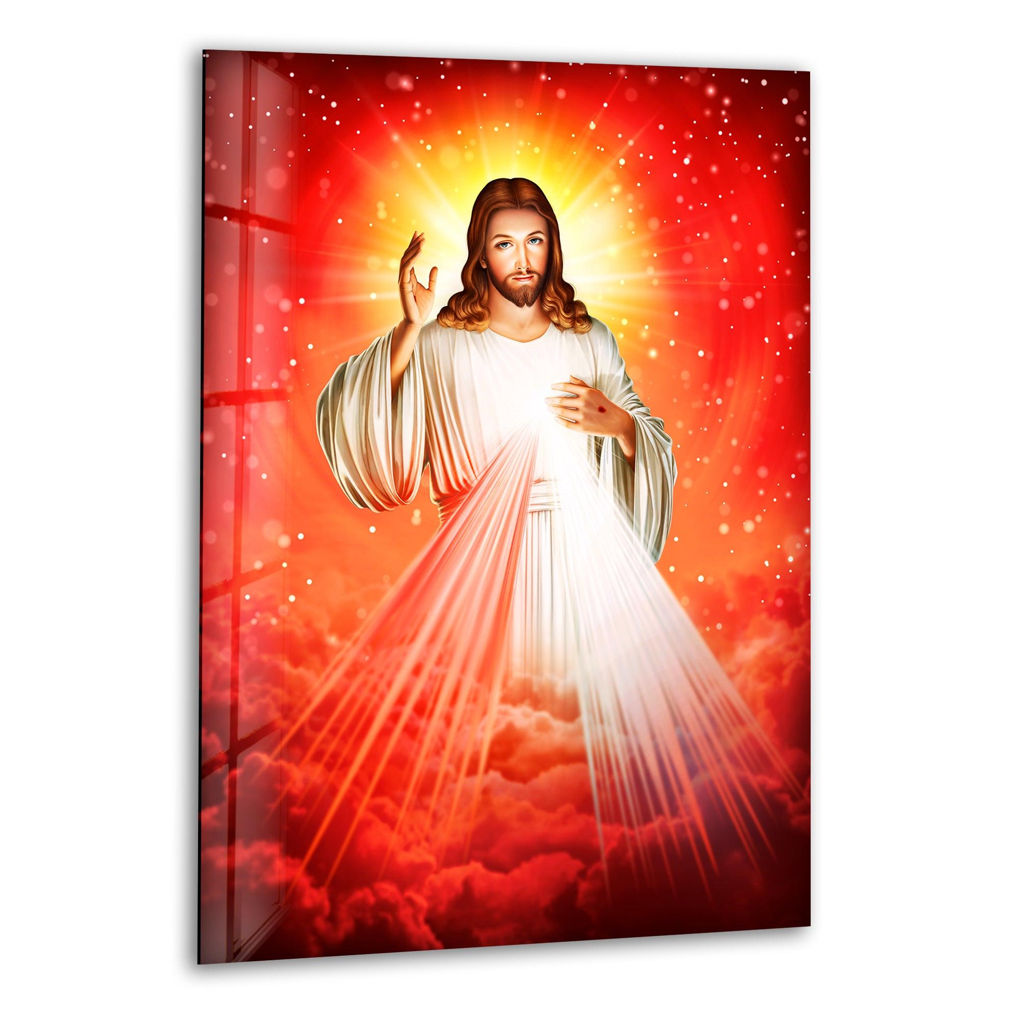 Red Jesus Christ Glass Print Wall Art Ideas