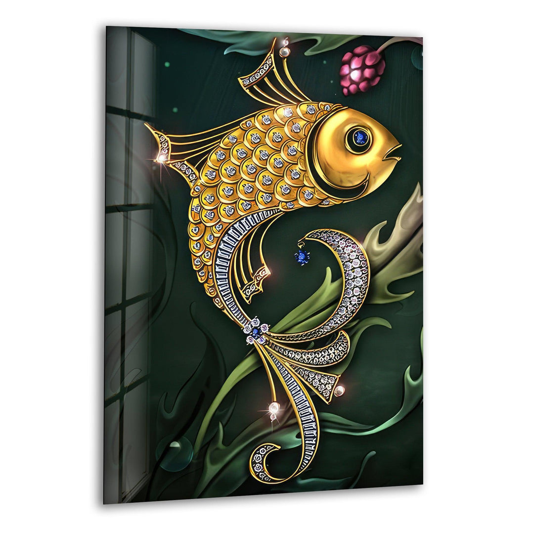 Golden Fish Shiny Glass Wall Art art glass wall art, glass wall art pictures
