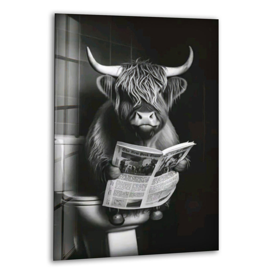 Reading Cow Glass Wall Art Glass Printing Wall Art, Print photos on glass