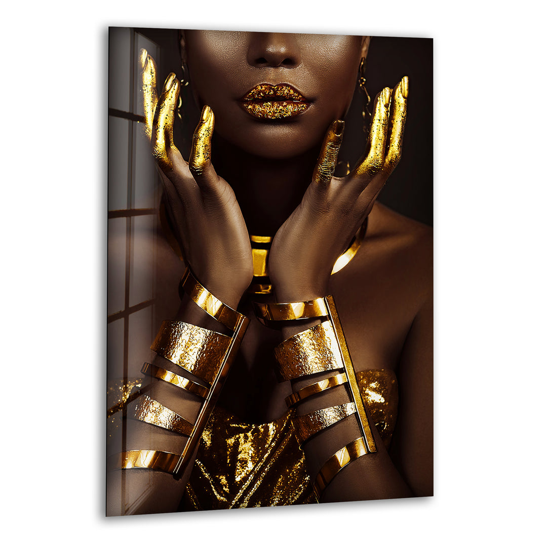 Woman Art with Gold Cool Glass Art & Photo on Glass