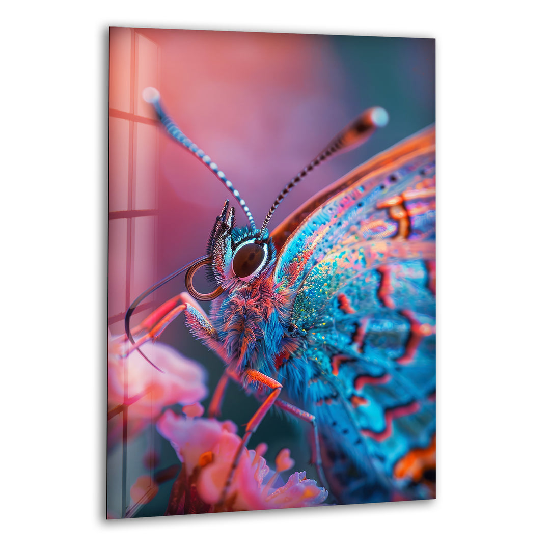 Colorful Riodinidae Glass Wall Art glass pictures for Wall, glass prints wall art