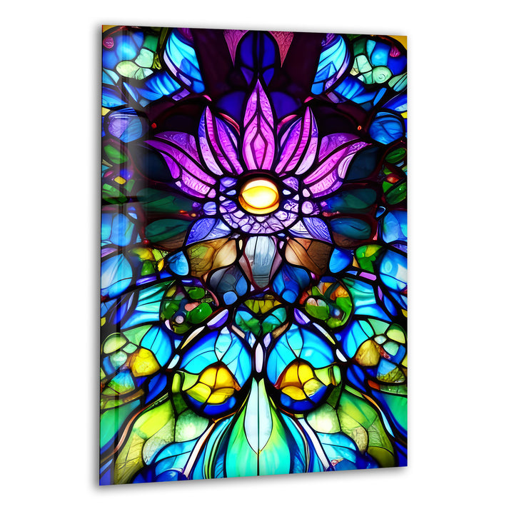 Lotus Purple Stained Glass Wall Art stained glass wall art, stained glass wall decor