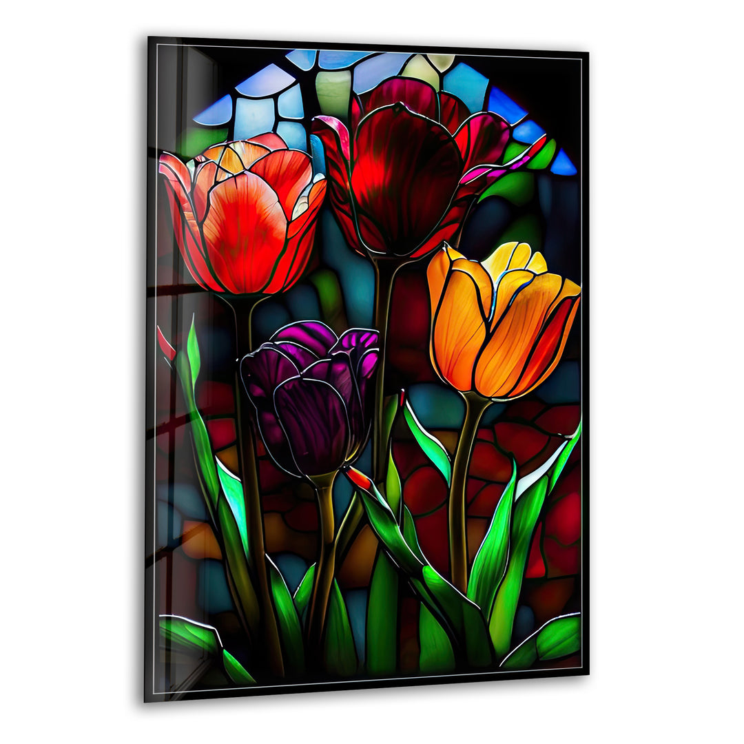 Stained Roses Glass Wall Art custom glass pictures, glass art prints