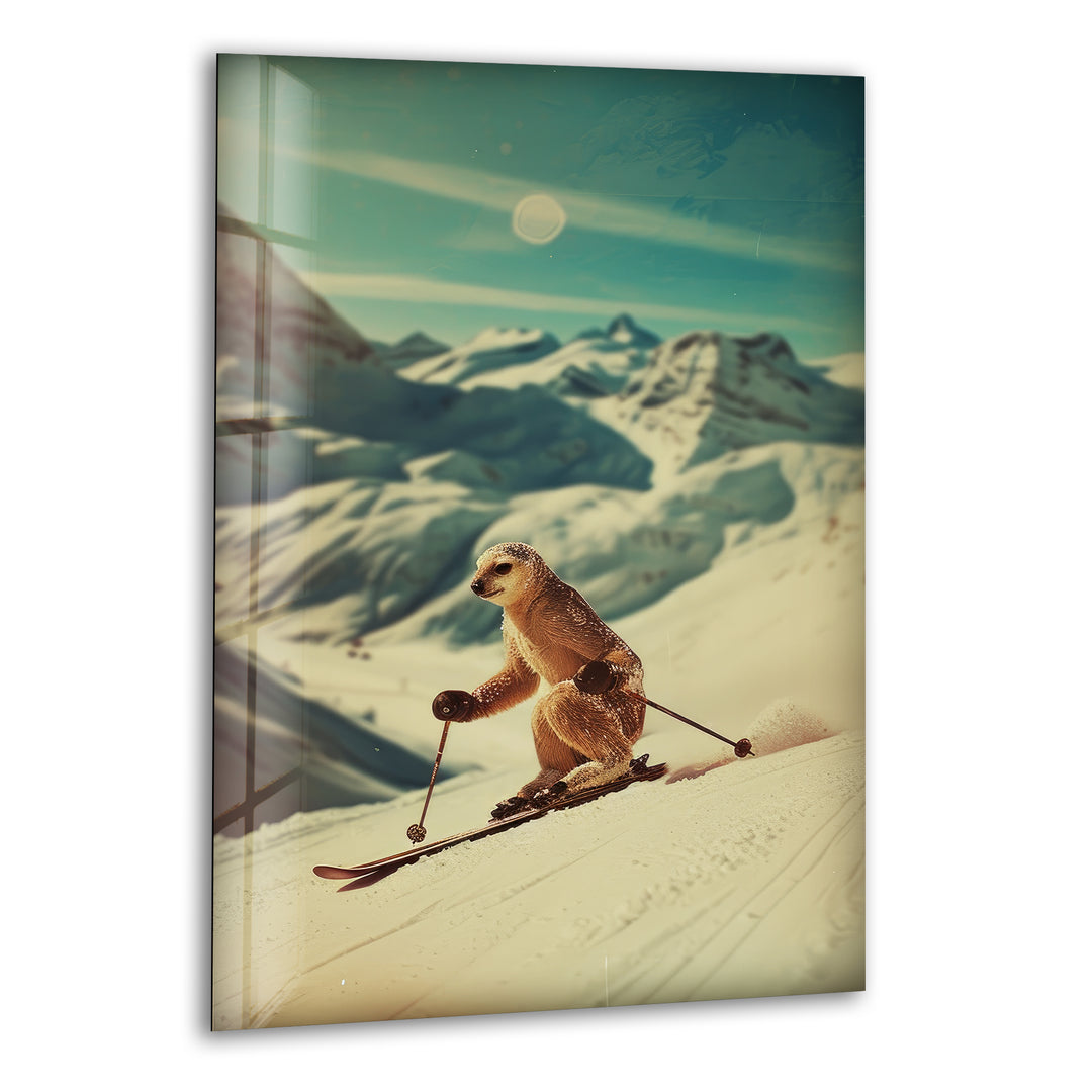 Skier Meerkat Glass Wall Art glass photo prints, glass picture prints