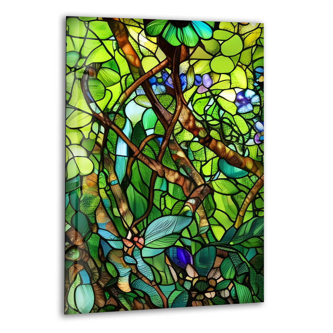 Stained Botanical Glass Wall Art print on glass, glass printed photos