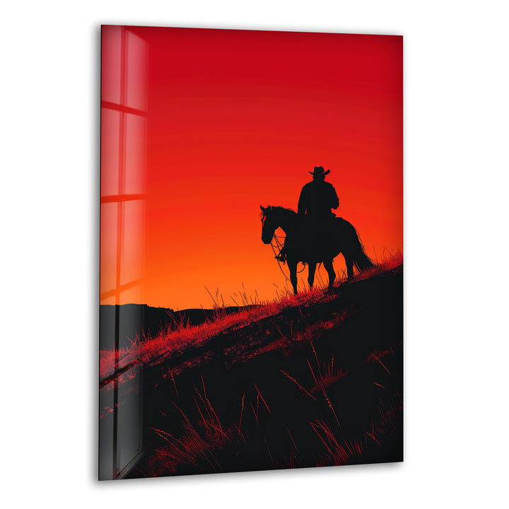 Red Dead Redemption Horse Rider Glass Wall Art glass pictures for Wall, glass prints wall art
