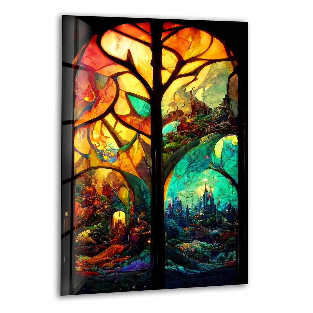 Forest & Castles Stained Glass Wall Art stained glass wall art, stained glass wall decor