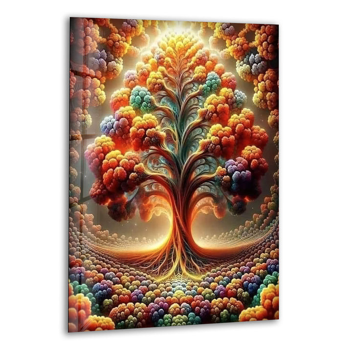 Colored Life of Tree Glass Wall Art custom glass photo prints, large glass prints