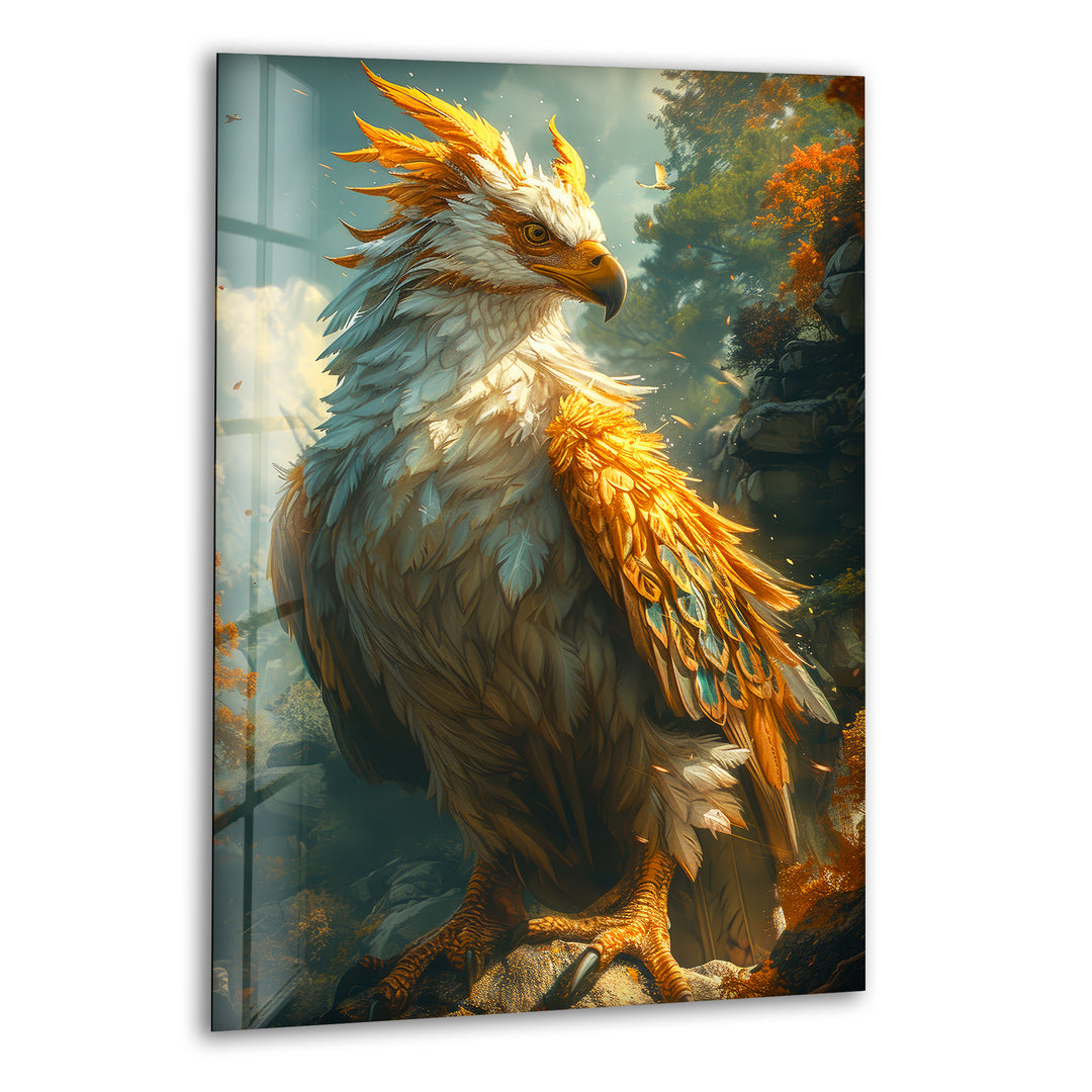 Golden Eagle Glass Wall Art photo print on glass, prints on glass wall art