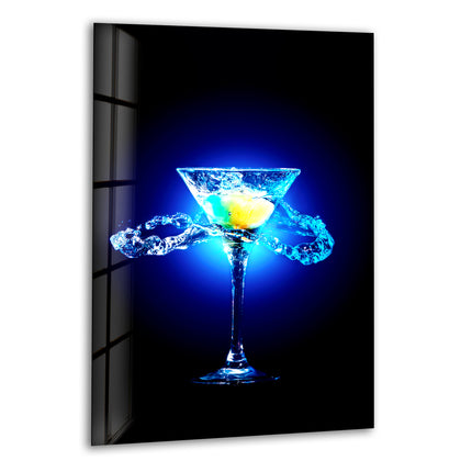 Decorative Blue Cocktail Glass Wall Art Decor for home decor