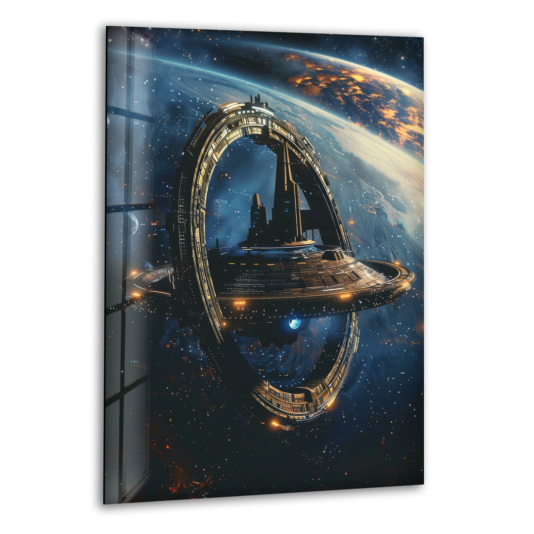 Spaceship Glass Wall Art, print on glass, glass printed photos