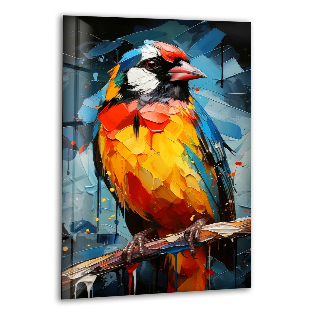 Colorful Bird Painting Glass Wall Art glass image printing, glass prints from photos