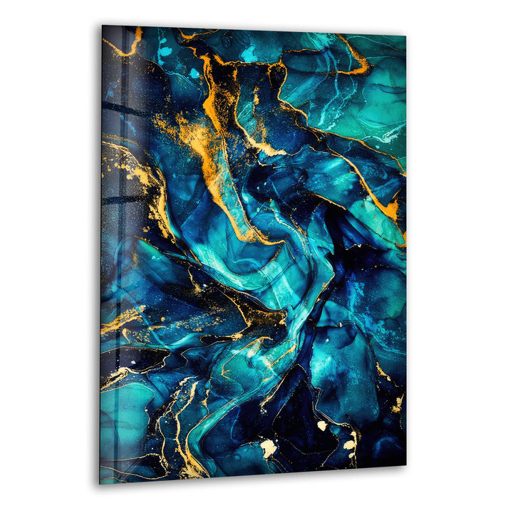 Green Luxury Abstract Fluid Art Glass Wall Art