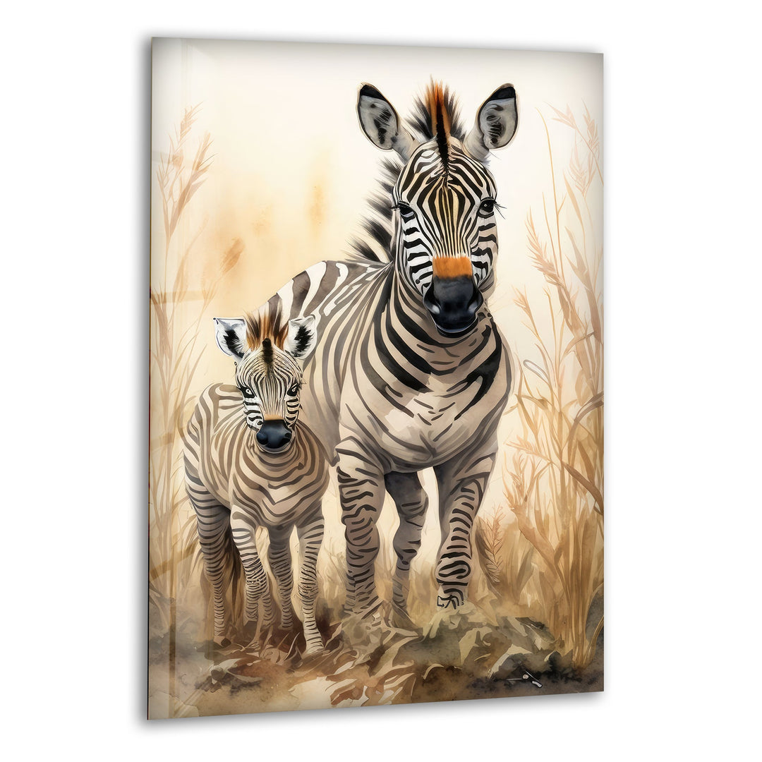 Zebra Family Glass Wall Art Glass Printing Wall Art, Print photos on glass
