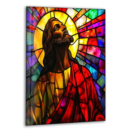 Colorful Portrait Of Jesus Glass Wall Pictures