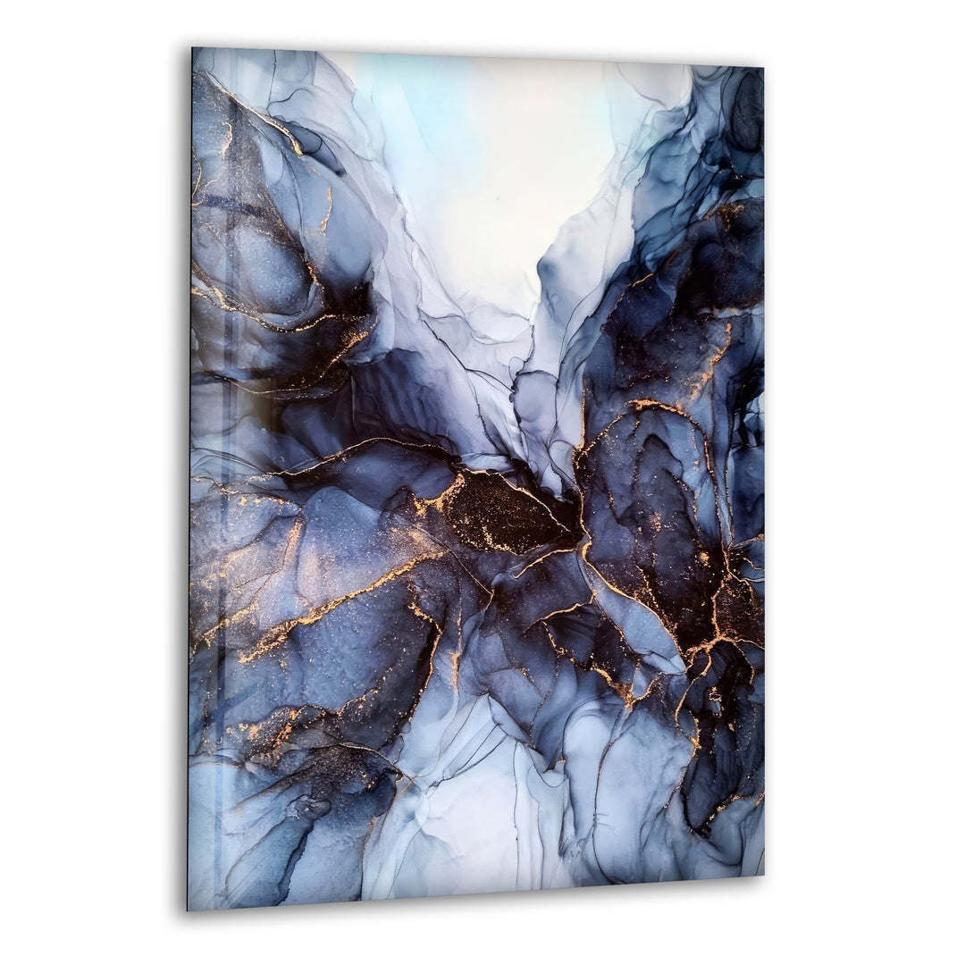 Blue White Alcohol ink Glass Wall Art High-Quality Glass Photo Prints Decor