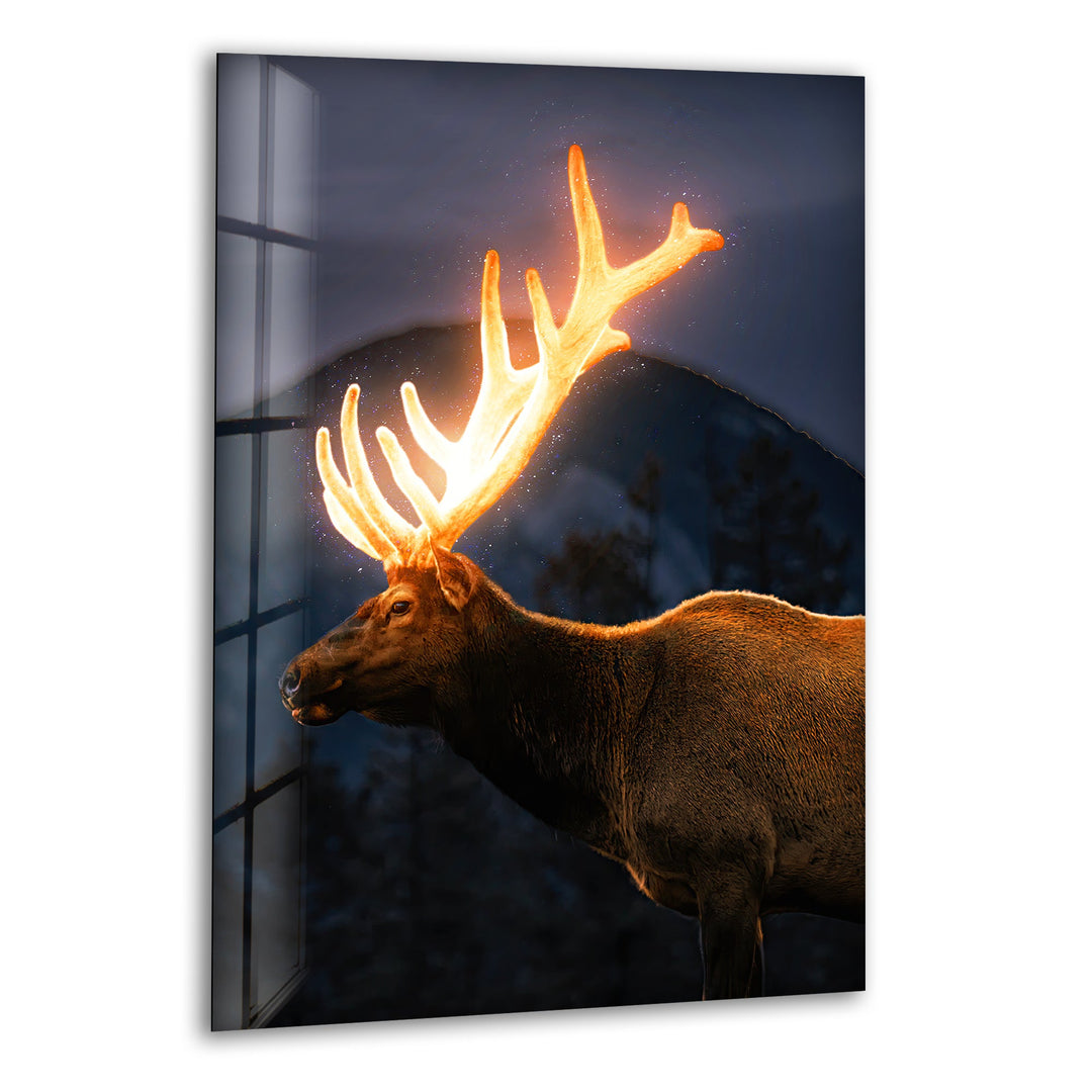 Lighted Deer Glass Wall Art glass pictures for Wall, glass prints wall art