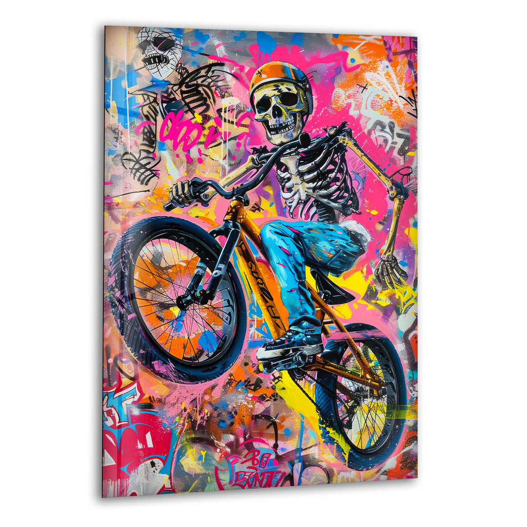 Skeleton Colorful Painting Glass Picture Prints & Cool Wall Art