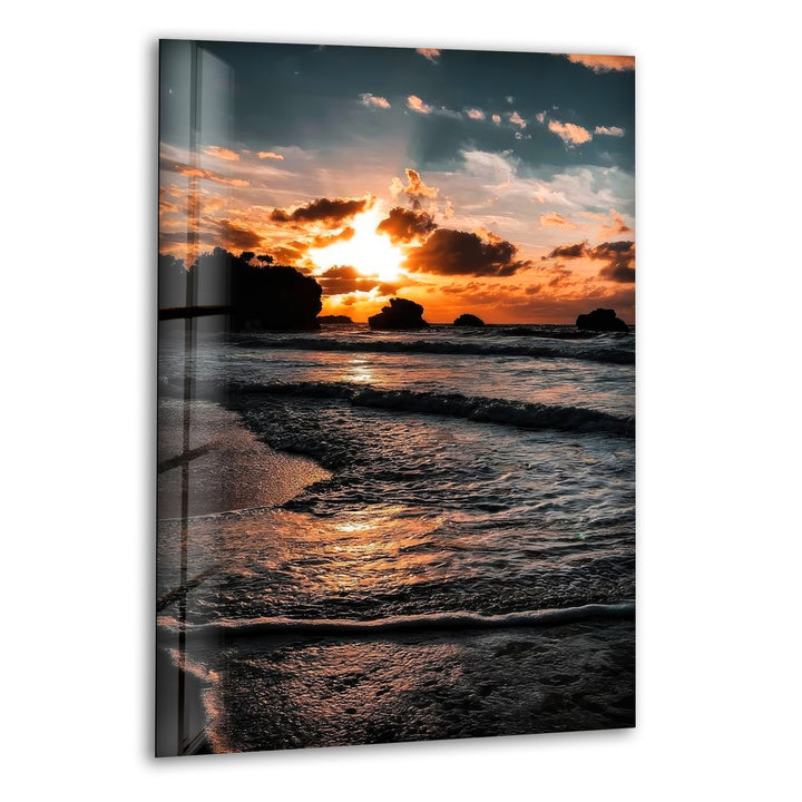 Seashore Sunset Glass Wall Art glass photo prints, glass picture prints