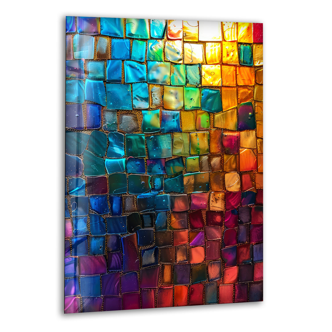 Colorful Mosaic Design Glass Wall Art custom glass photo prints, large glass prints