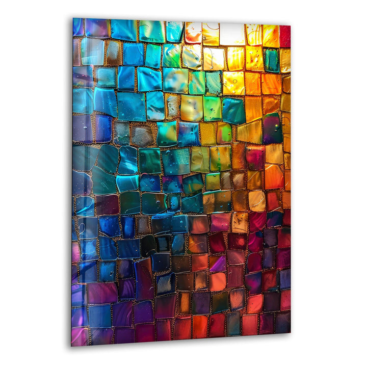 Colorful Mosaic Design Glass Wall Art custom glass photo prints, large glass prints