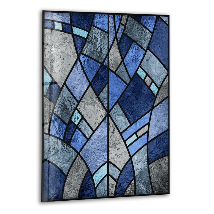 Blue Stained Decorative Glass Wall Art print picture on glass, Tempered Glass Wall Art