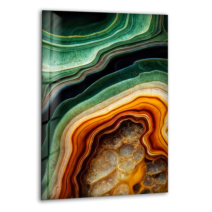 Green Geode Marble Glass Wall Art Abstract Designs