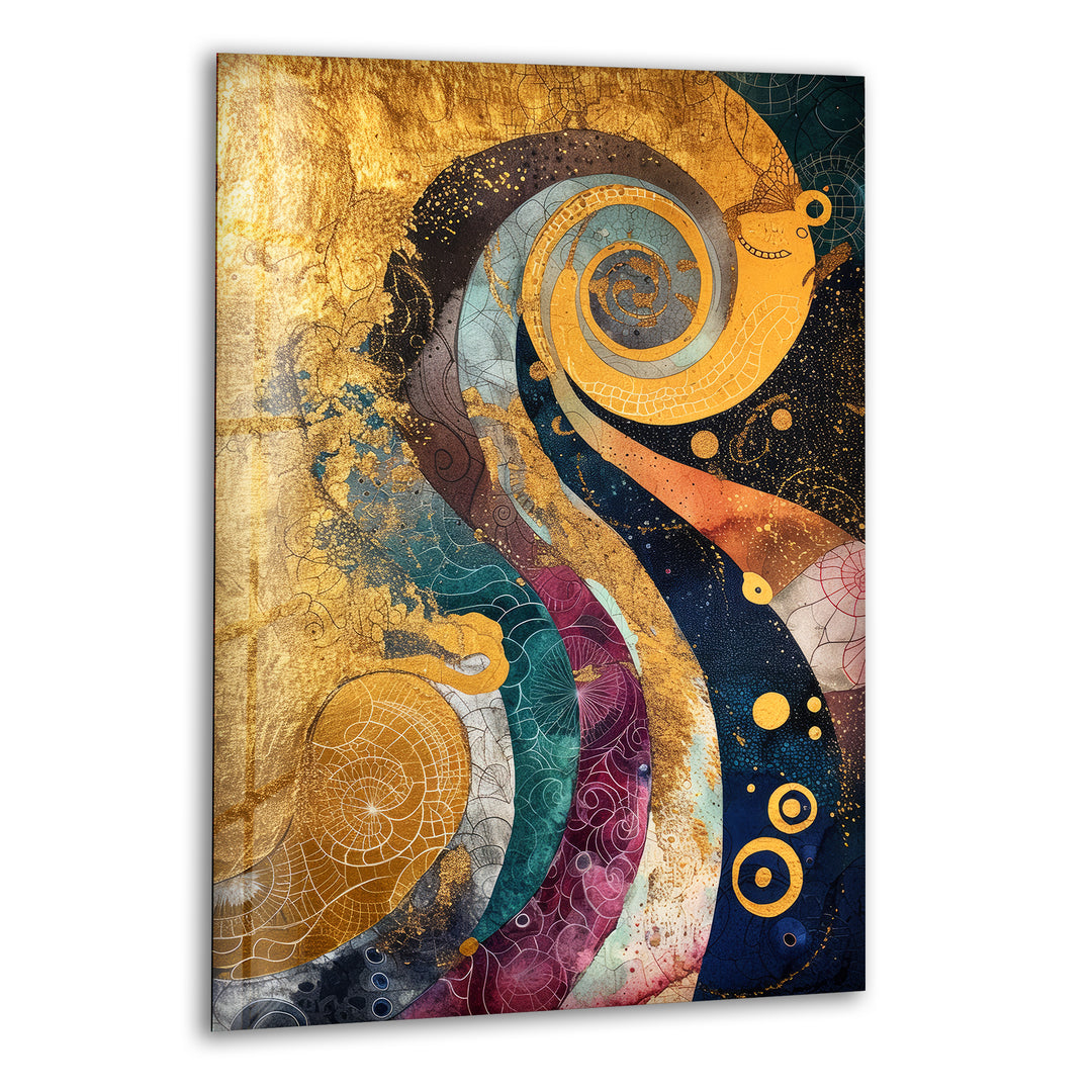 Blue & Gold Painting Glass Wall Art large glass photo prints, glass wall photos