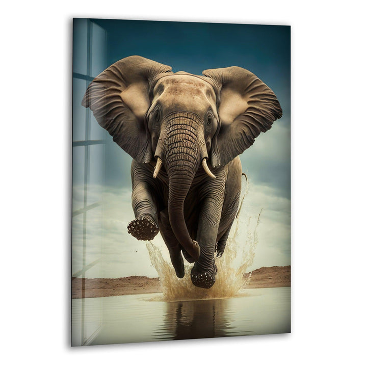 Elephant Running Glass Wall Art art glass wall art, glass wall art pictures