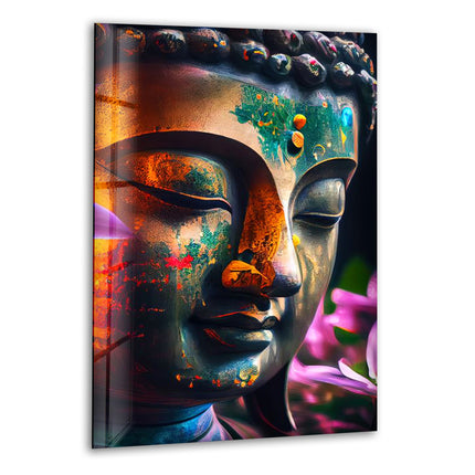 Hindu Colorful Buddha  Glass Wall Pictures Art