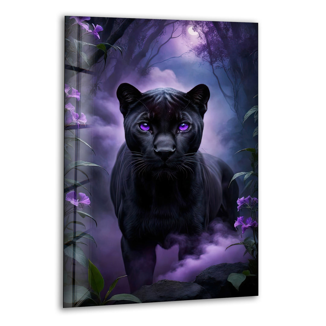 Purple Panther Glass Wall Art picture on glass wall art, photos printed on glass