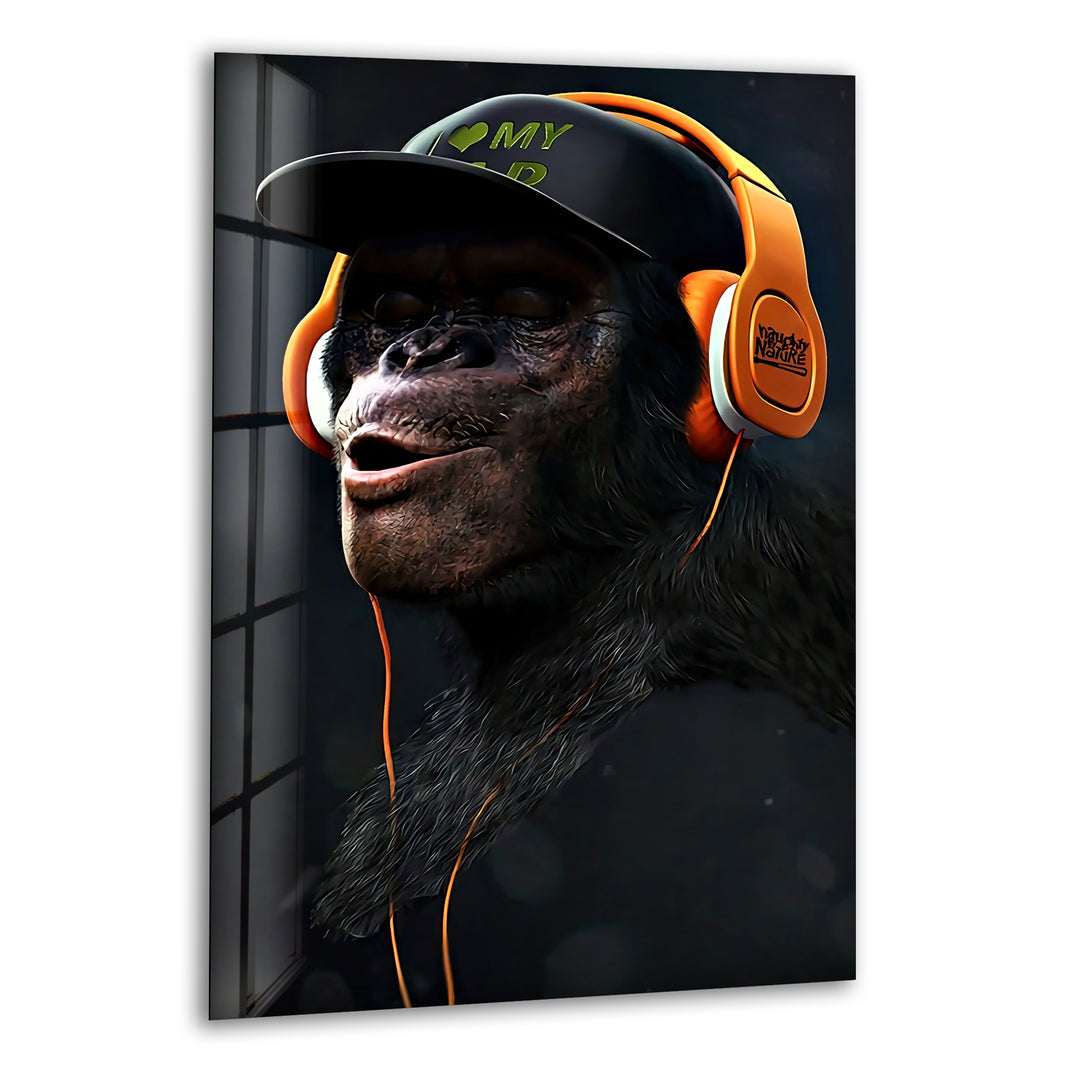 Hiphop Monkey Glass Wall Art photo print on glass, prints on glass wall art