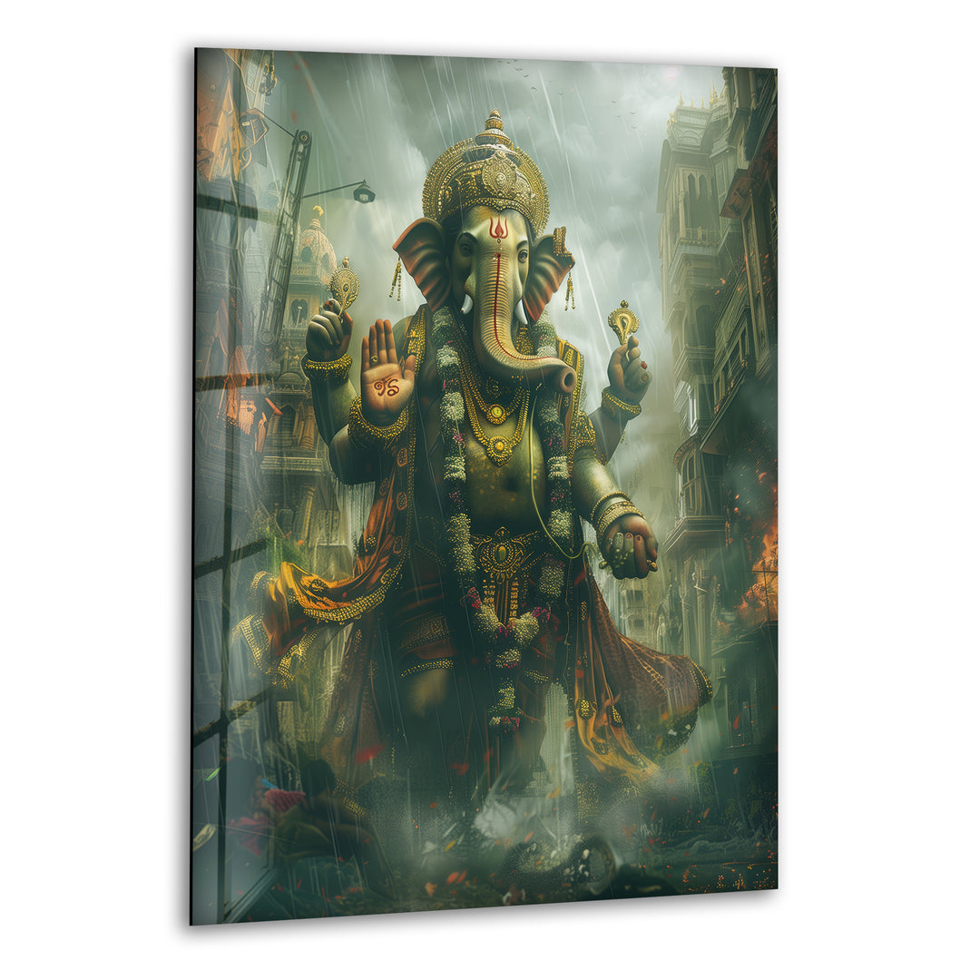 Lord Ganesha Buddha Glass Wall Artwork Designs