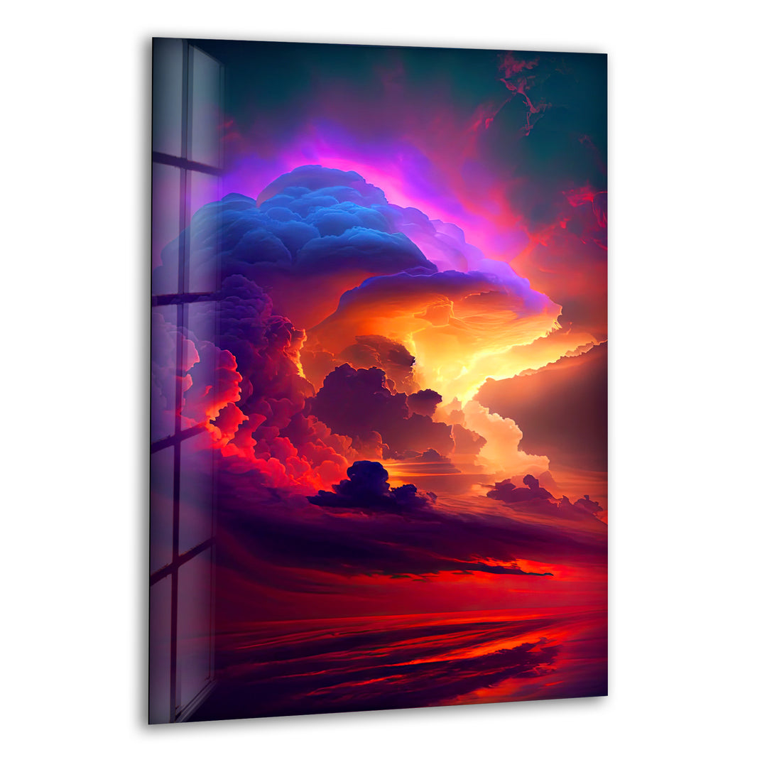 Colorful Clouds at Sunset Glass Wall Art large glass photo prints, glass wall photos