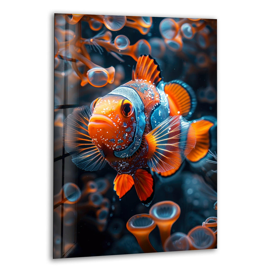 Brightly Clownfish Glass Wall Art stained glass wall art, stained glass wall decor