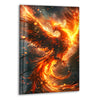 Phoenix with Fire Glass Wall Art print on glass, glass printed photos