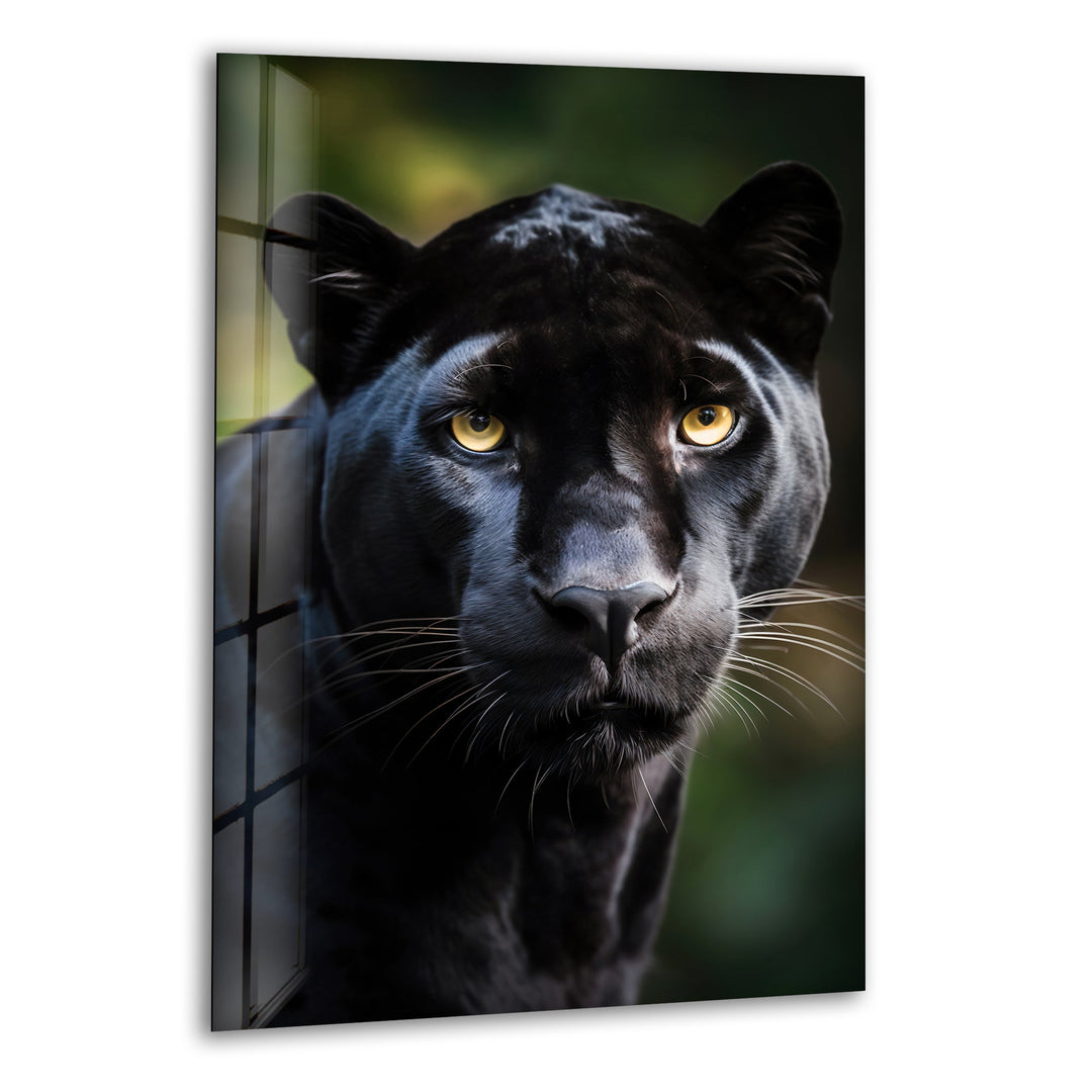 Black Puma Portrait Glass Wall Art glass wall decor, glass wall art decor
