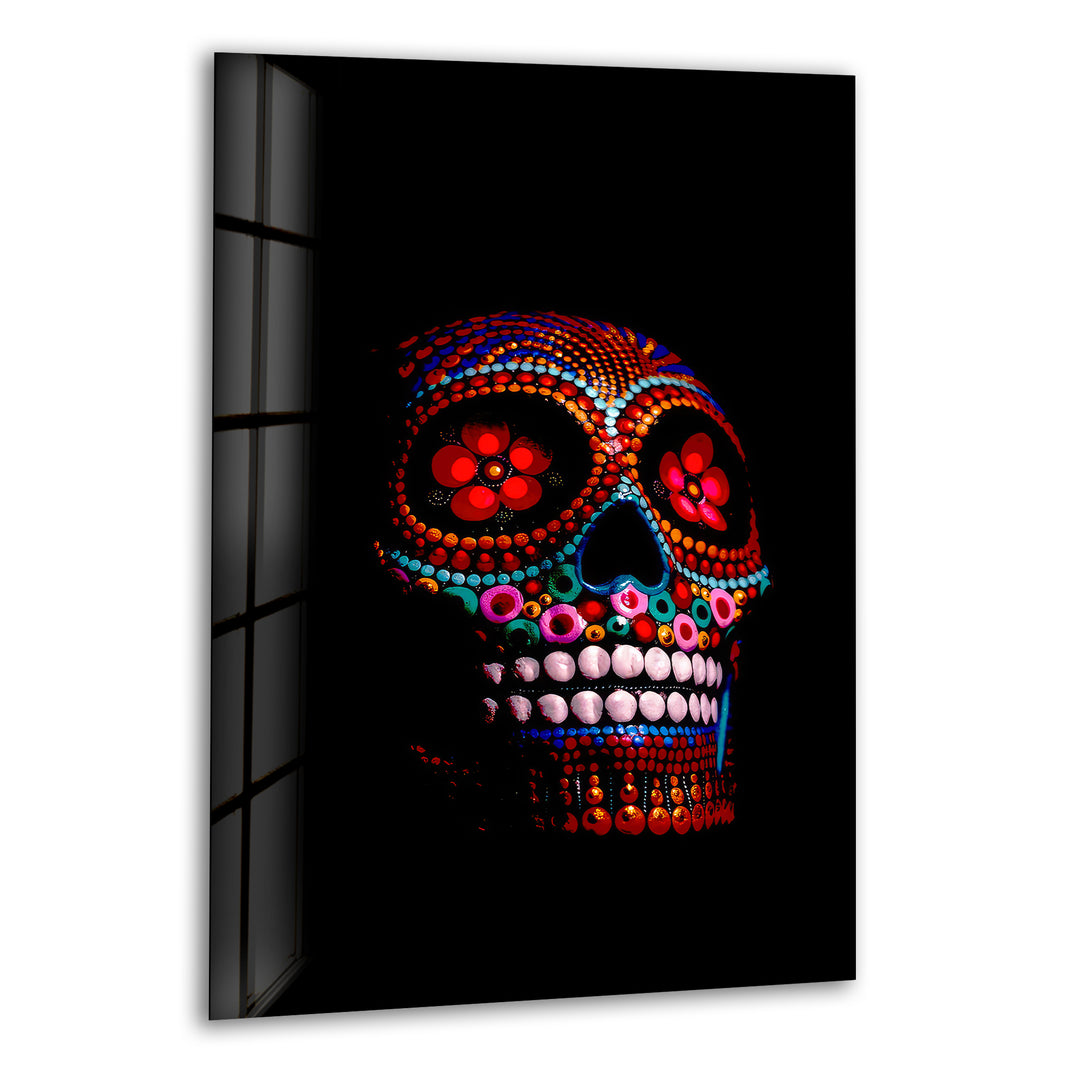 Sugar Calavera Mexican Skull Glass Wall Art