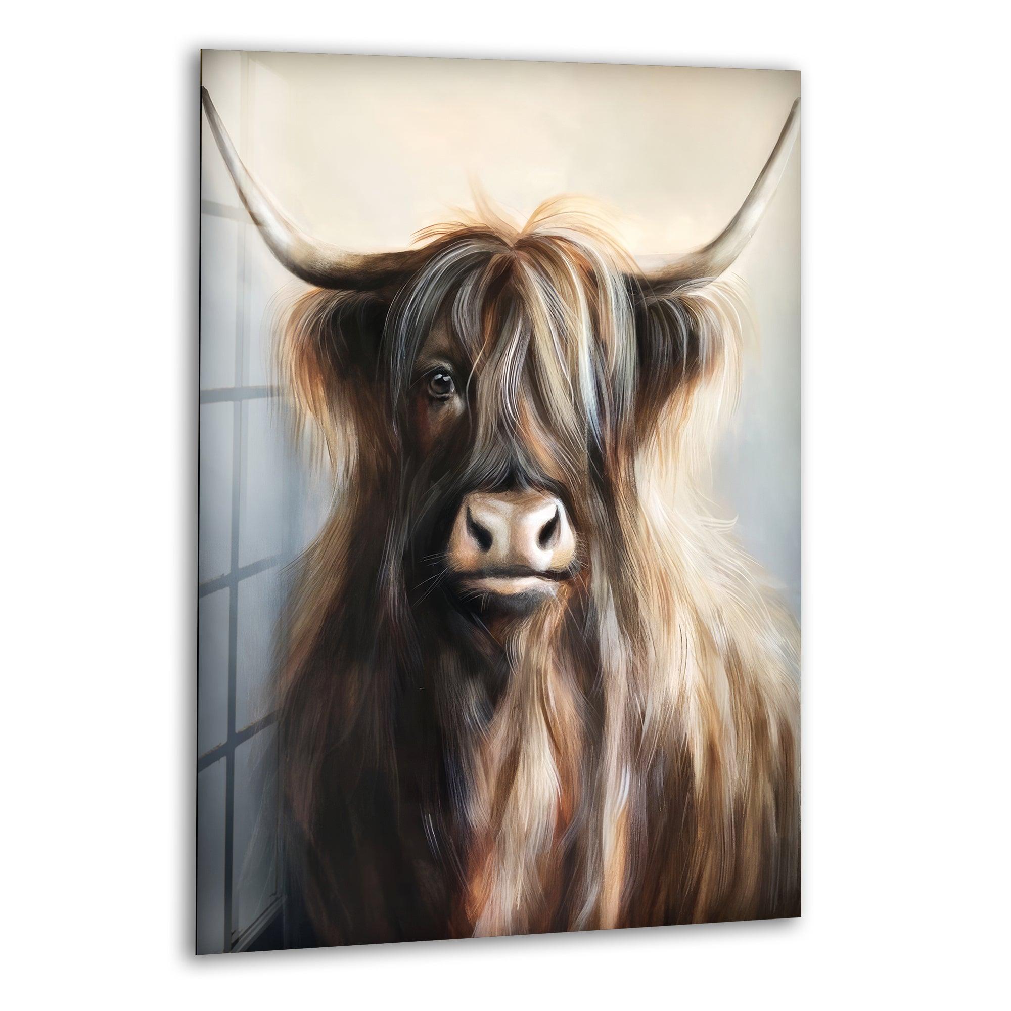 Portrait of Bull Glass Wall Art print picture on glass, Tempered Glass Wall Art