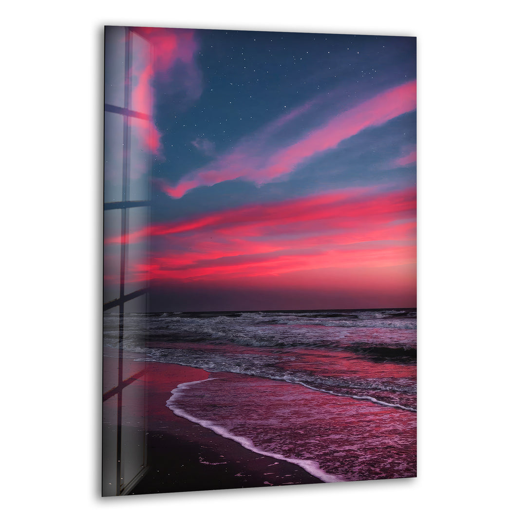 Red Sunset Landscape Glass Wall Art Glass Printing Wall Art, Print photos on glass