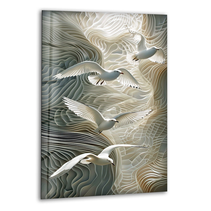 Birds Flying on Wall Glass Wall Art art glass wall art, glass wall art pictures