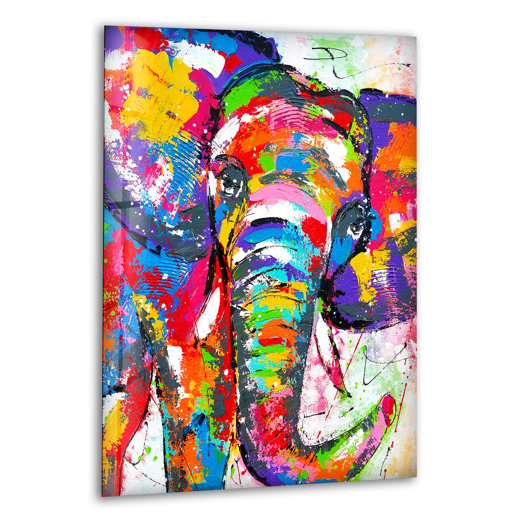 Colored Elephant Art Glass Wall Art             glass wall decor, glass wall art decor