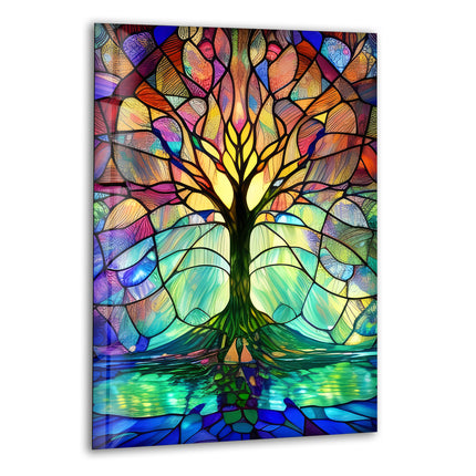 Stained Tree of Life Glass Wall Art