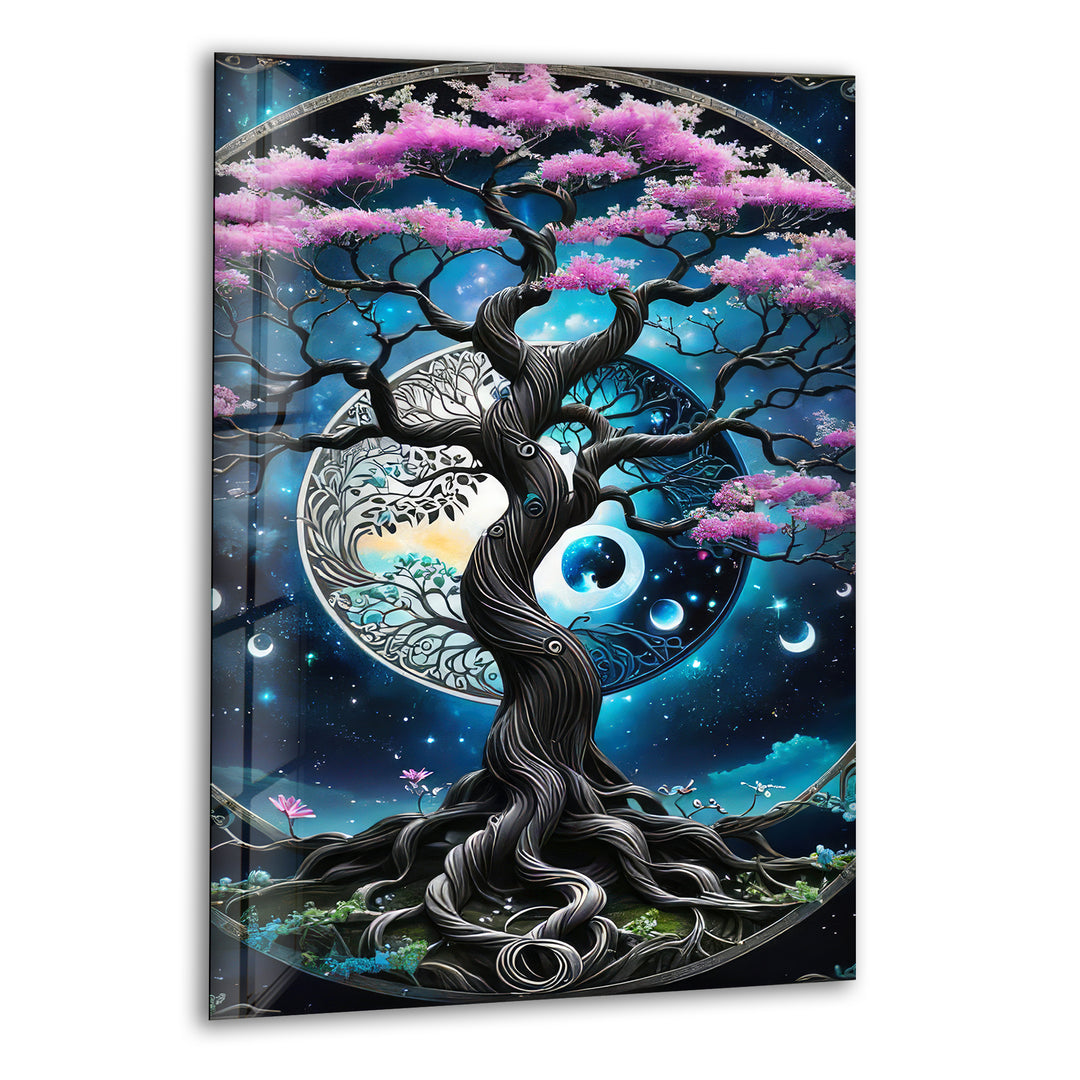 Life of Tree & Yin Yang Glass Wall Art print on glass, glass printed photos