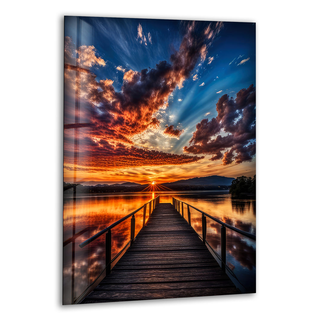 Peaceful Lakeside & Dock Glass Wall Art glass image printing, glass prints from photos