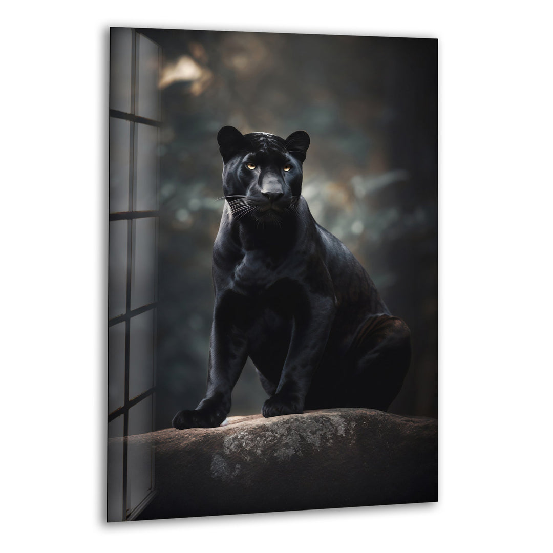 Black Puma Cool Glass Wall Art print picture on glass, Tempered Glass Wall Art
