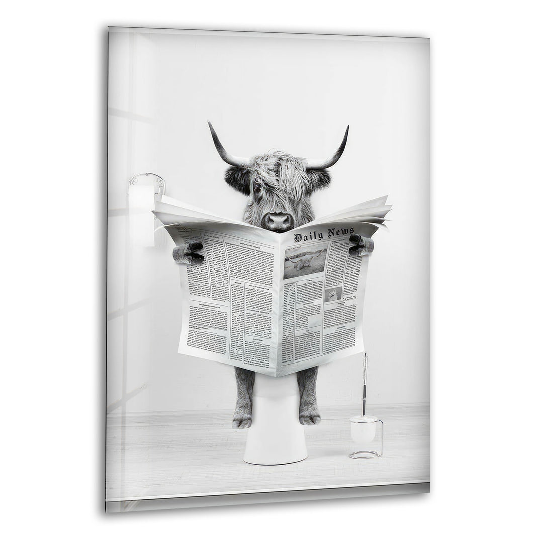 Cow Toilet Glass Wall Art custom glass pictures, glass art prints