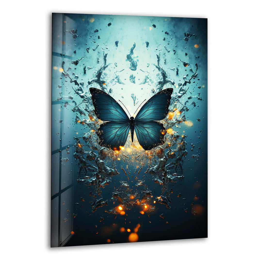 Morpho Anaxibia Glass Wall Art print picture on glass,Tempered Glass Wall Art