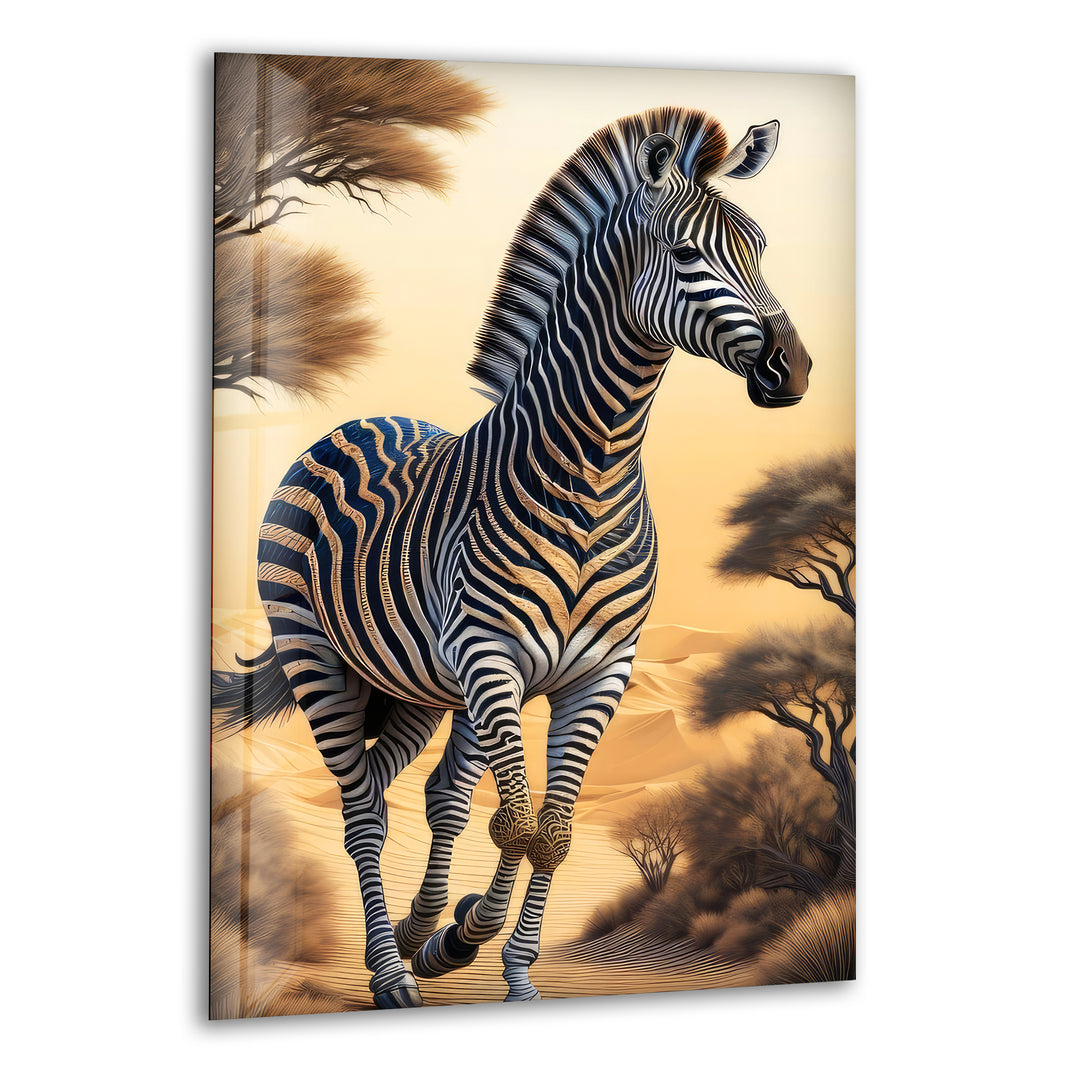 Zebra in The Desert Glass Wall Art photo print on glass, prints on glass wall art